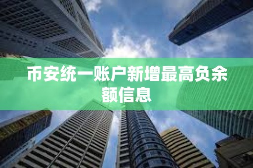 幣安統一賬戶新增最高負余額信息